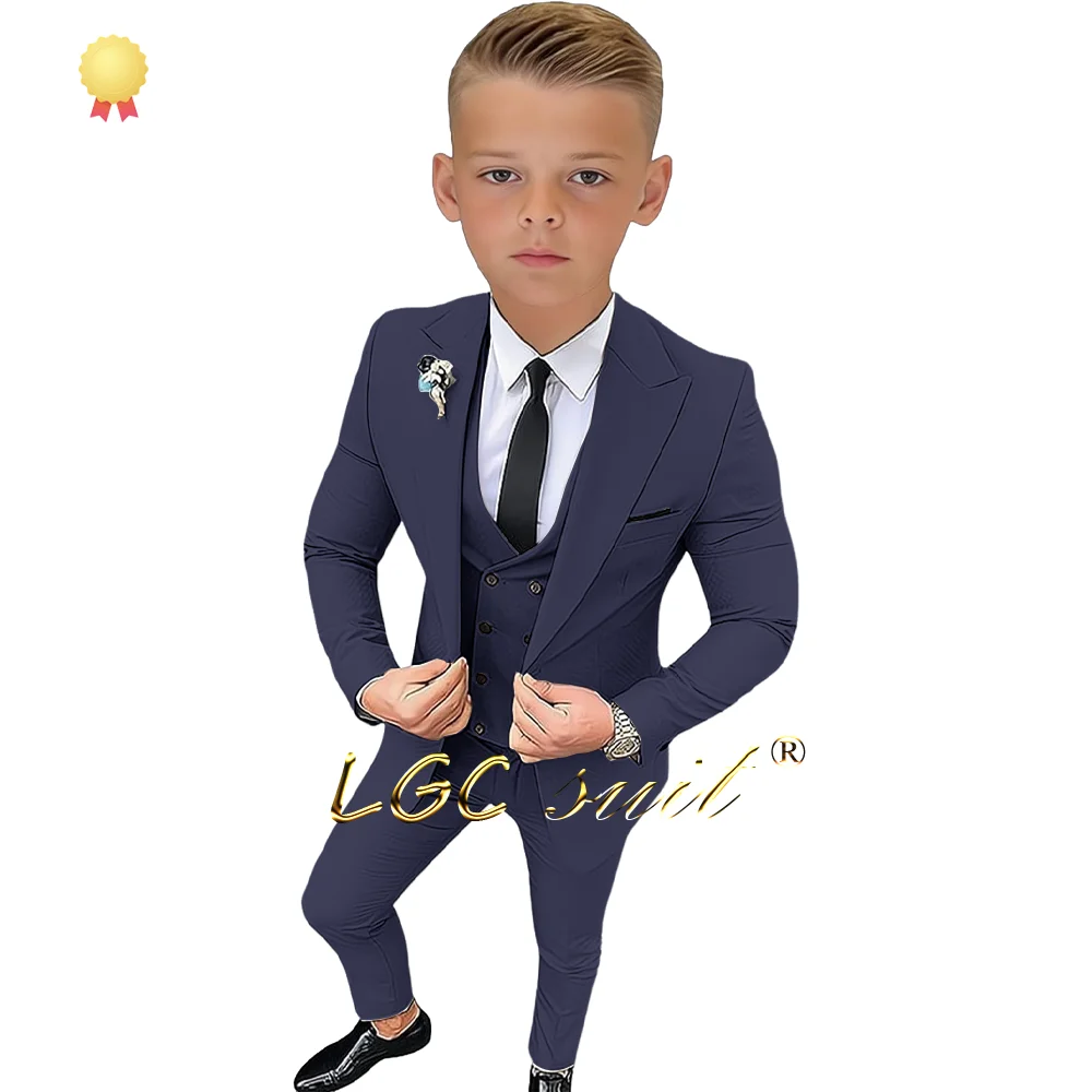 Boy's suit 3-piece wedding tuxedo-groom's prom blazer Customized jacket+pants+vest for children 2-16 years old