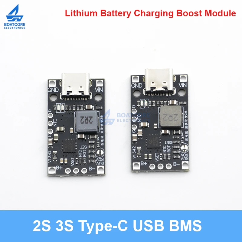 1/3/5/10PCS Type-C USB 2-3S BMS 15W 8.4V 12.6V 1.5A Lithium Battery Charging Boost Module Balance Fast Charge Indicator