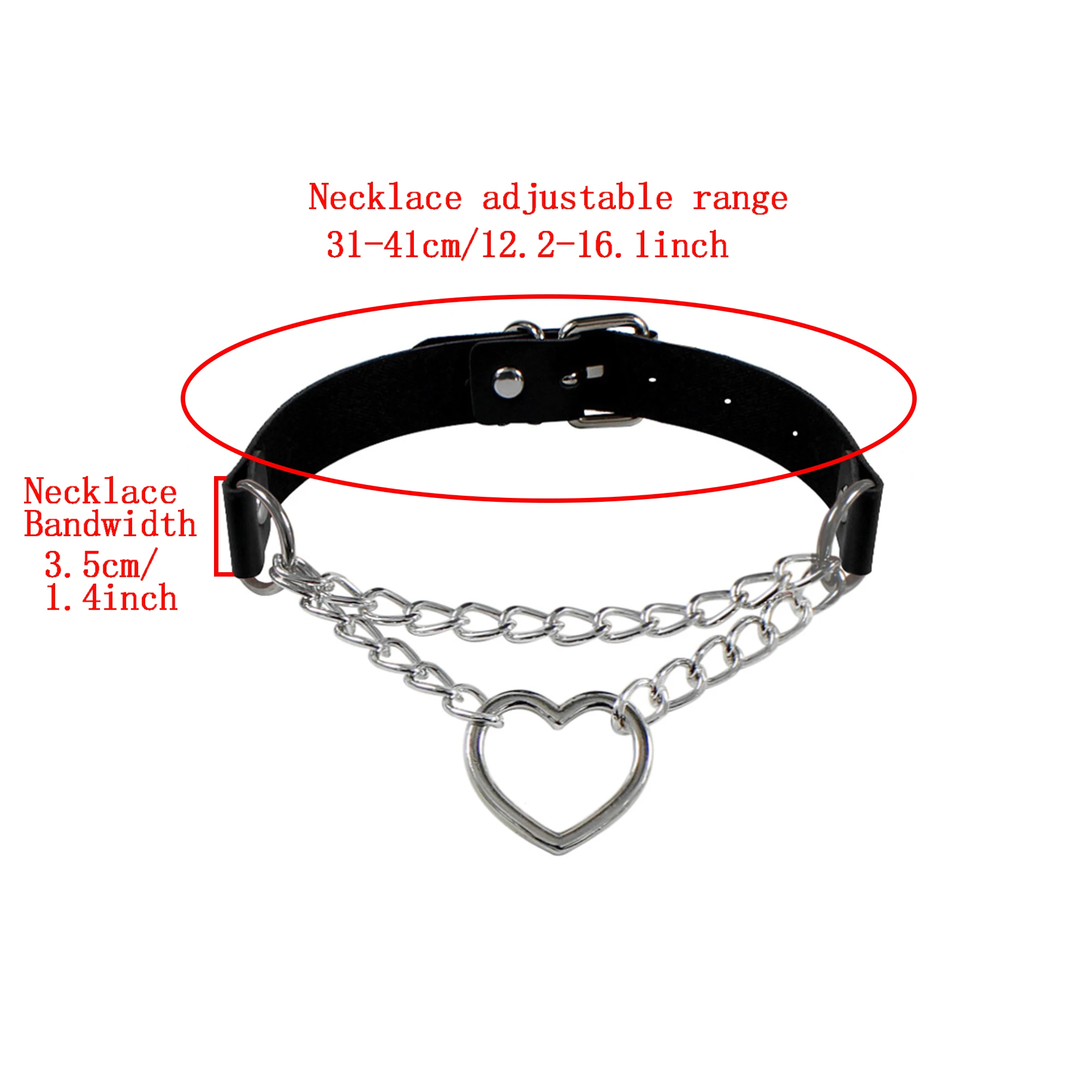 Leather Choker Heart Collar and Leash with Chains Bdsm Choker Submissive Collar for Female Fetishists BDSM Sex Leash Punk Goth