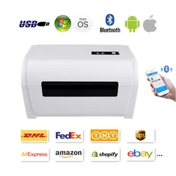 Thermal shipping Thermal Label Barcode sticker Printer 4inch USB Bluetooth for 40-110 width Compatible with Ebay Etsy Shopify4×6