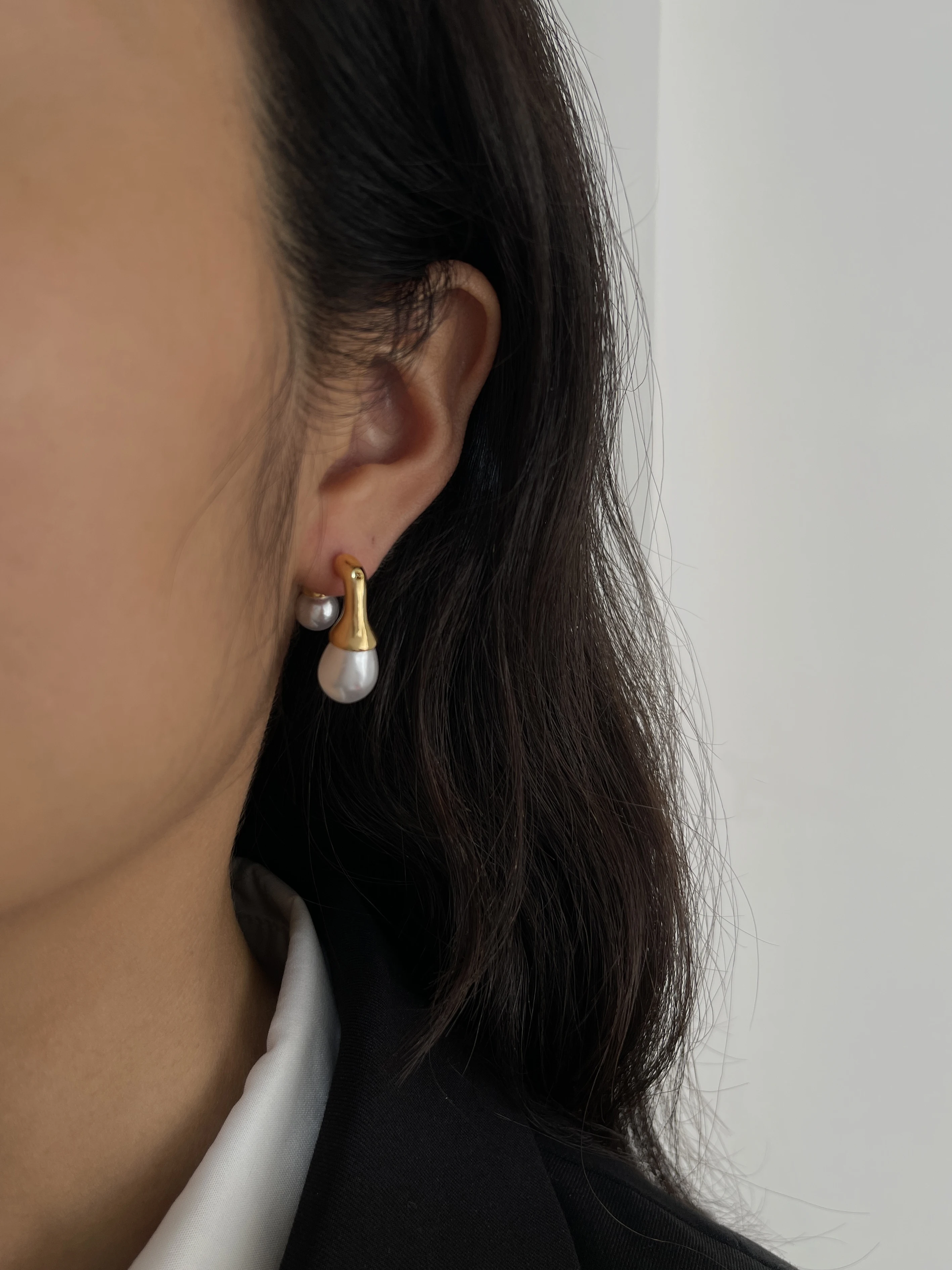 Peri'sbox Fashion Chic Gold Plated Irregular Faux Pearl Front Back Earrings for Women Unique Designer Jewelry Party Accessories