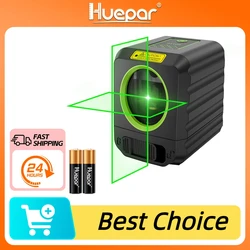 Huepar Livello laser a 2 linee Autolivellante Raggio verde verticale e orizzontale Linea trasversale Leggero e portatile