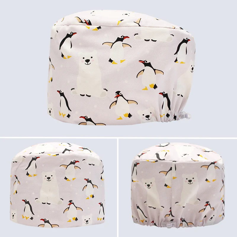 Wholesale Cute Animals Pringed Medical Caps Doctor Scrubs Hat Pet Grooming Agency Work Hats Nurse Scrub Cap gorro enfermera K980