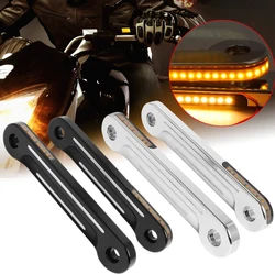 Motorcycle Aluminum Front LED Flush Fork Turn Signals Light Brackets For Harley Touring Electra Street Glide Road King 1998-2020