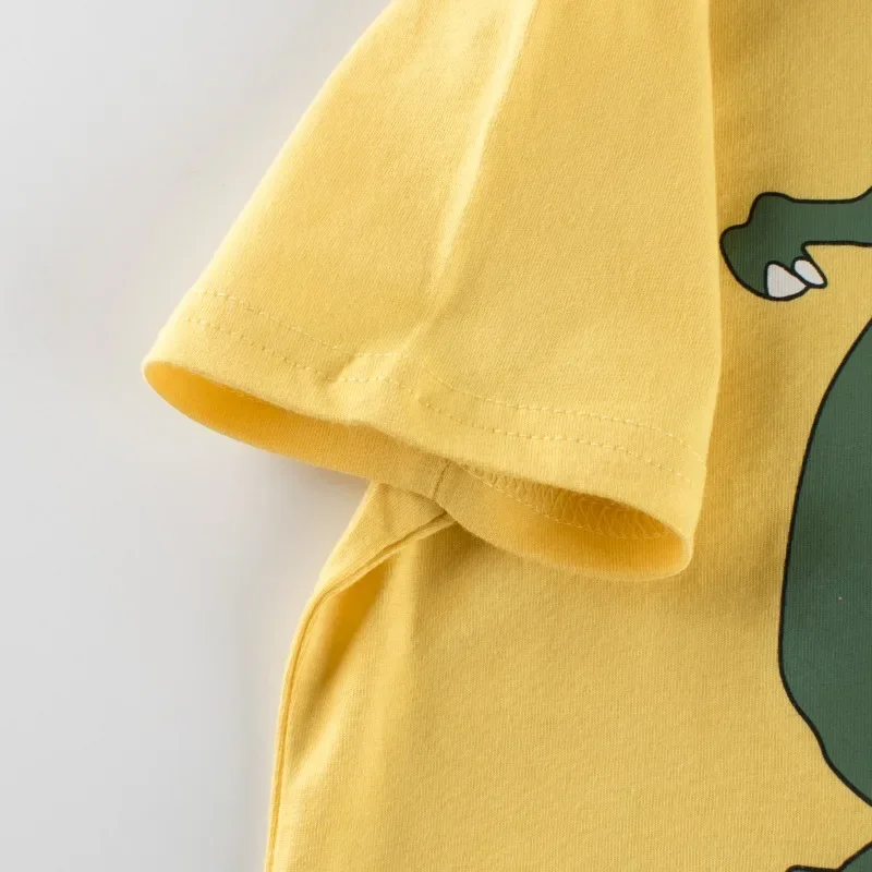 2024 Brand New Summer Boys Short Sleeves Tee Shirt 3D Cartoon Dinosaur Children\'s Clothing Kids Tops 2-10 Years Old Dropshipping