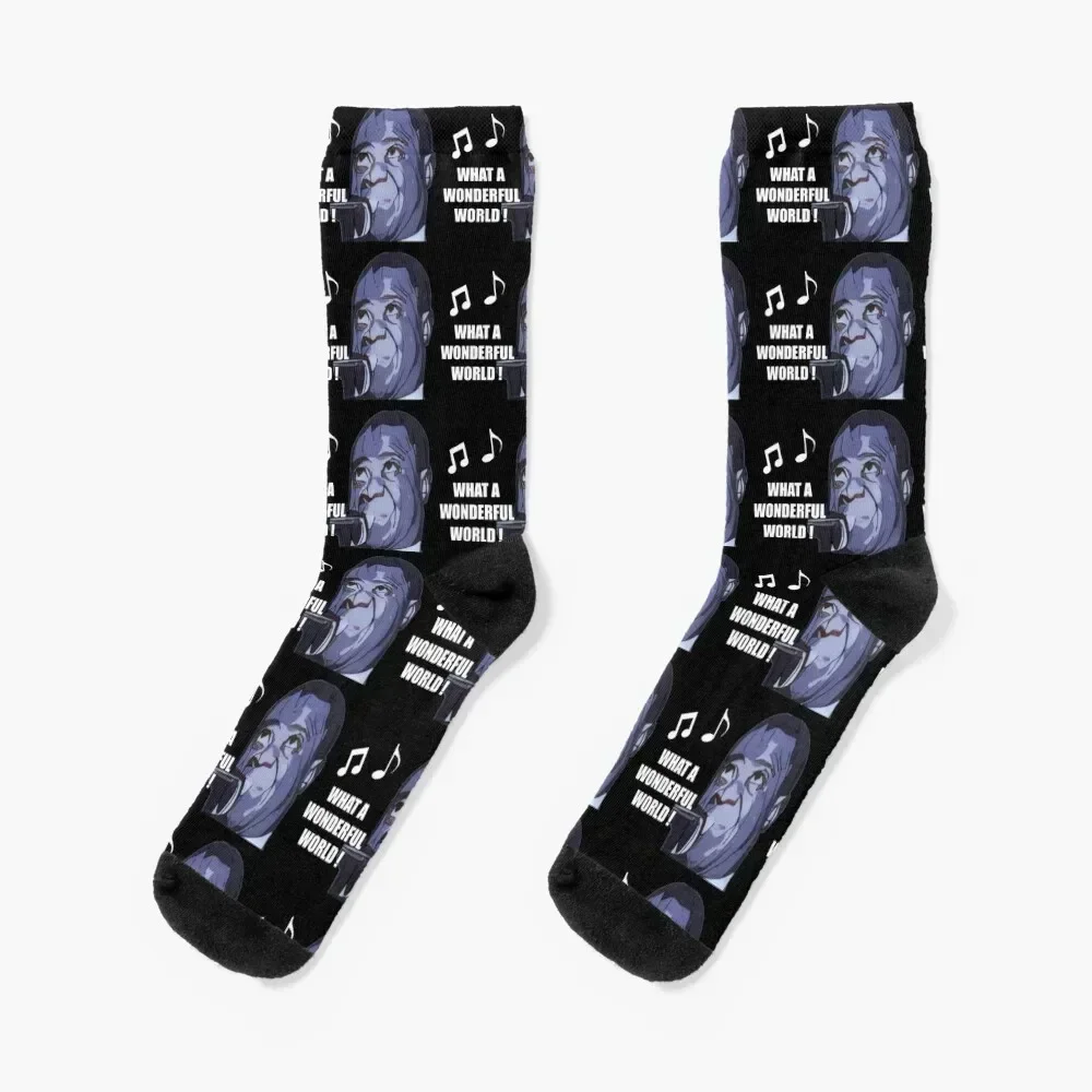 

What a Wonderful World~ Louis Armstrong Socks gifts New year's Run Socks For Girls Men's