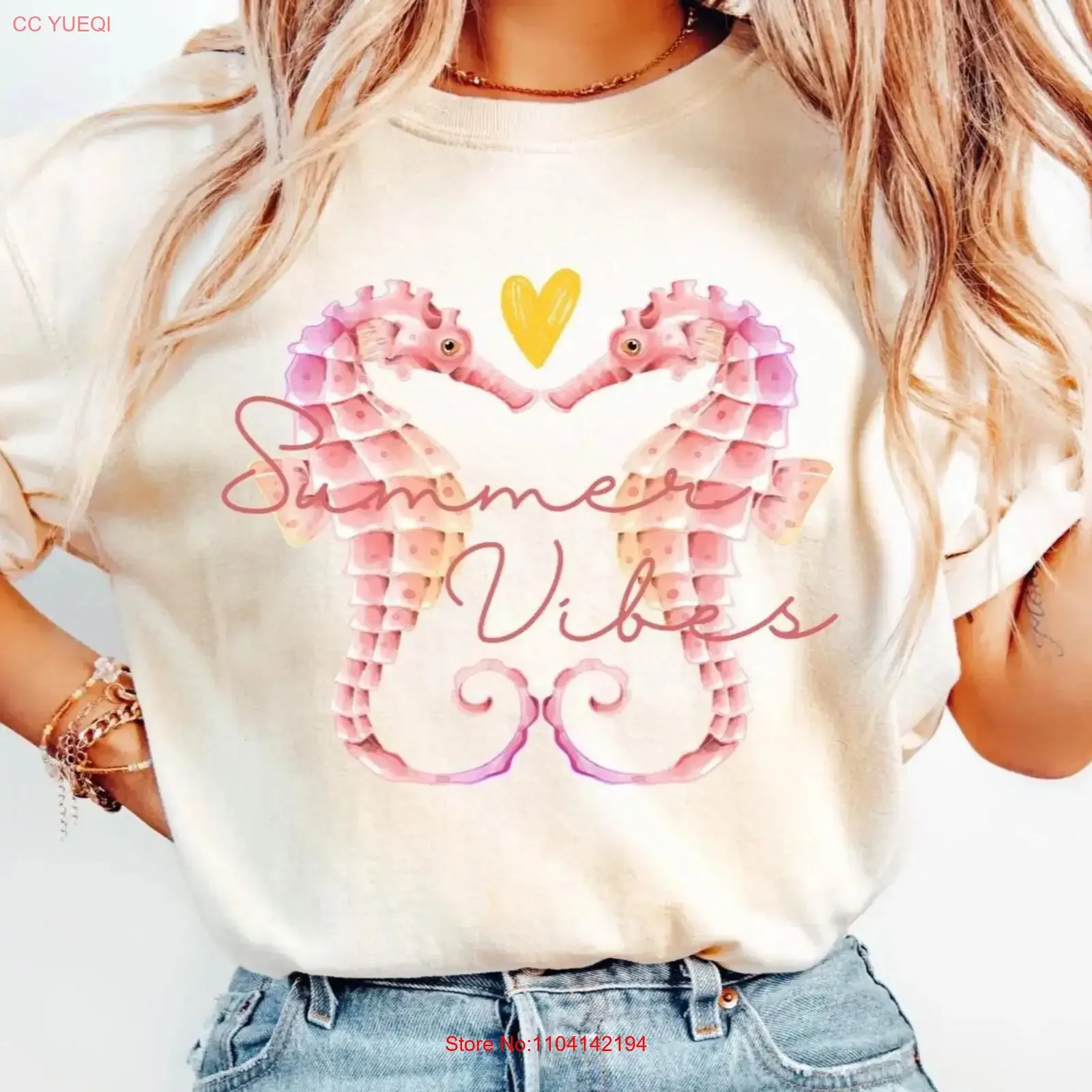 Watercolor Seahorse Summer Vibes T Shirt Ocean Inspired Ideal for Beach Lovers Nautical Women's vintage Washed Casual Unisex