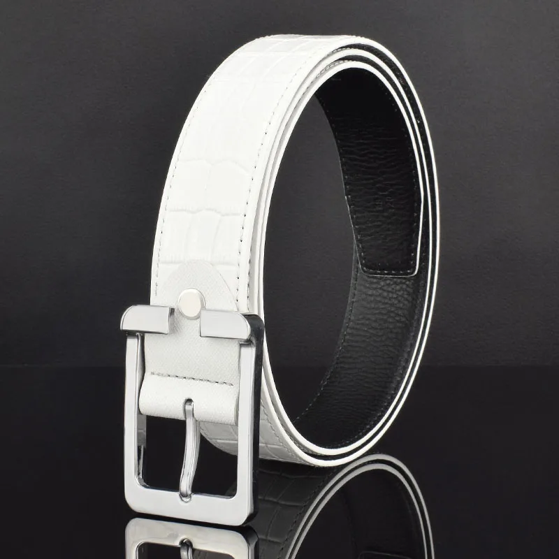 New Crocodile Grain Belt Men's Needle Buckle Golf Belt Men's Fashion Waist Belt Leisure Genuine Jeans Leather Cintos Masculinos