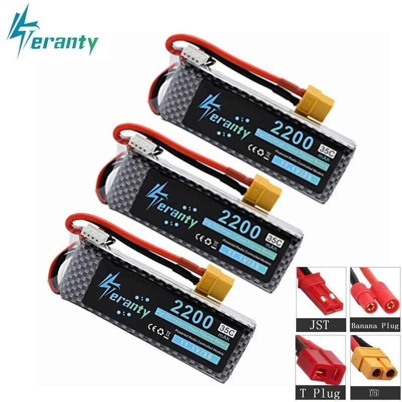 

11.1v 2200mAh 35C LiPo Battery XT60/T/JST/EC5 Plug For RC Car Airplane Helicopter 11.1v Rechargeable battery 3s Lipo Battery 3pc