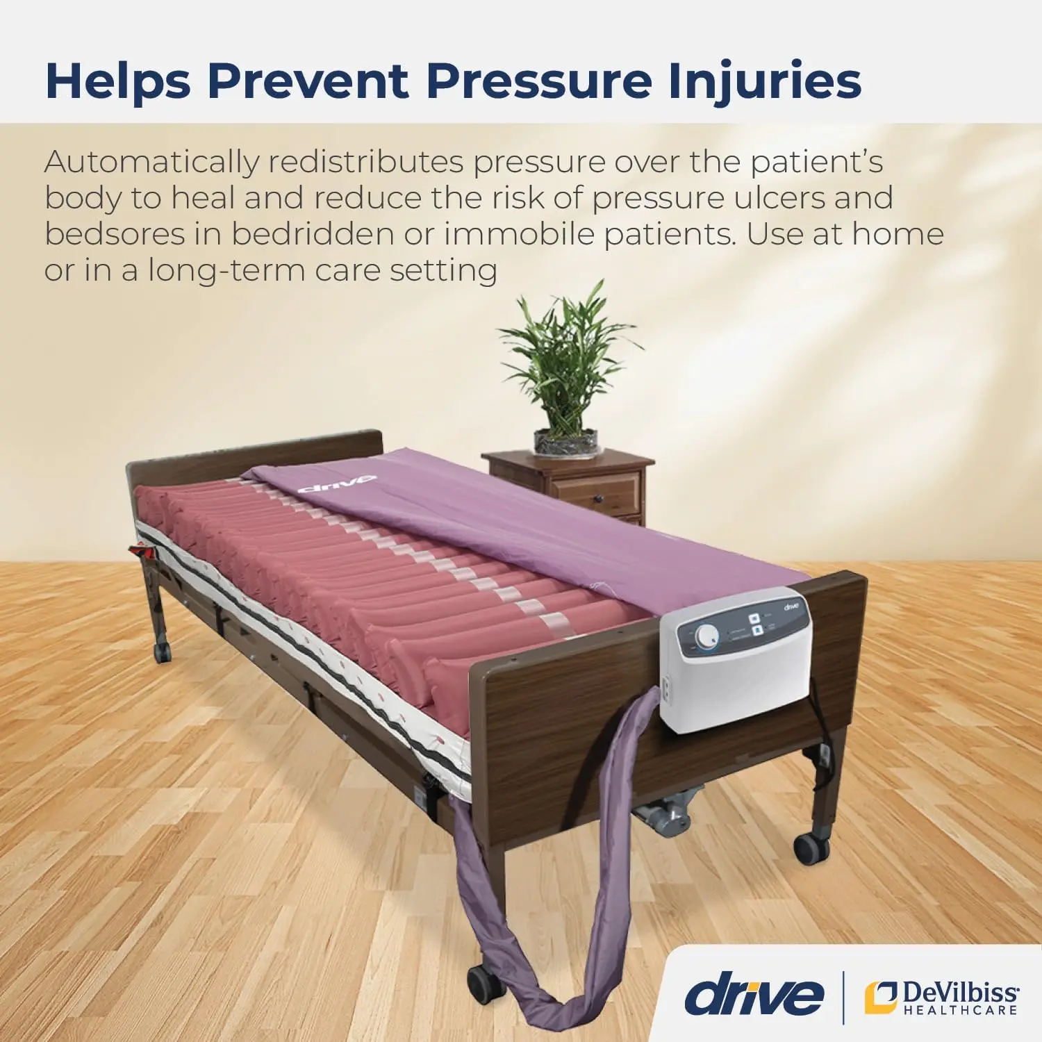 14027 Med-Aire Low Air Loss Mattress Replacement System with Alternating Pressure, Dark Purple