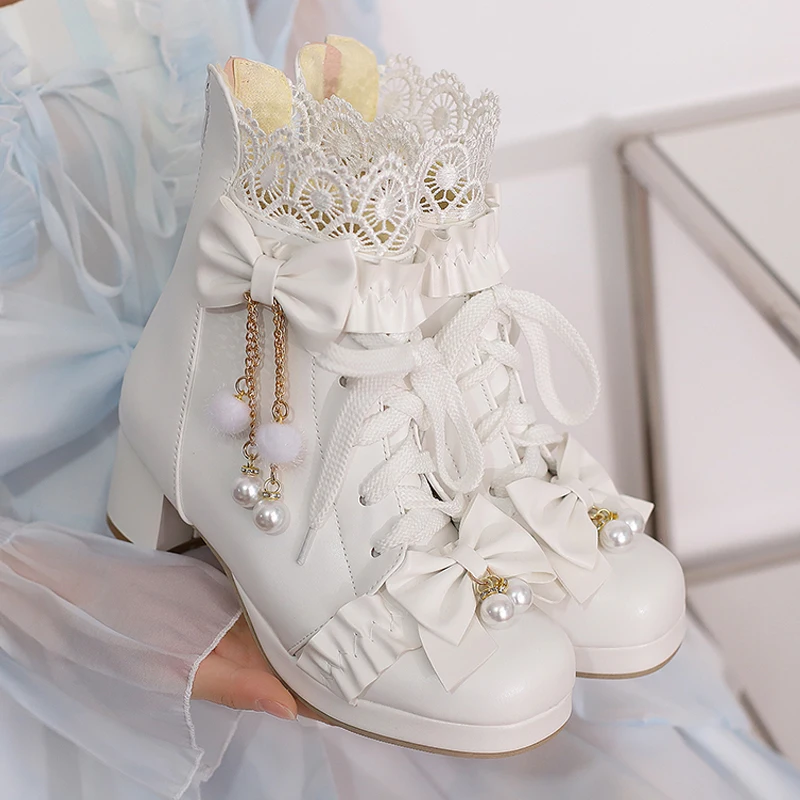 

Original Sweet And Cute Lolita Boots For Women Princess High-heeled Boots For Women Student Thick-heeled Short Boots