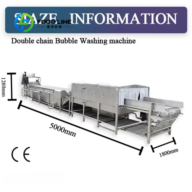 Customize Contibuously Non-stop Leafy Vegetable Fruit Lettuce Cabbage Bubble Washing Washer Cleaning Machine With Ozone