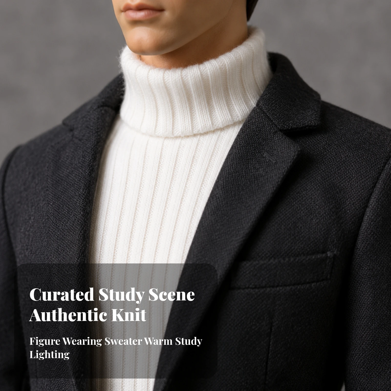 Ribbed Knit Doll Turtleneck Lightweight 1/6 Scale Doll Turtleneck Sweater for Diorama Hobbyists, Character Styling