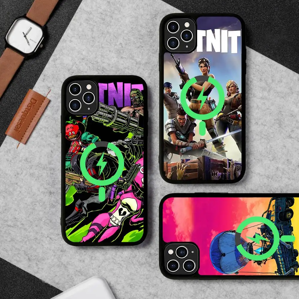 Battle Royale Game F-Fortnite Magnetic Matte Phone Case For IPhone 16 17 15 14 13 12 11 For Magsafe Wireless Charge Cover