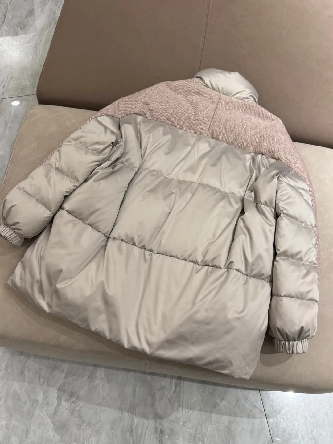 Winter Ultra-light Goose Down Jacket With Cashmere Outer Splicing Layer Warm Long Sleeve Coat Jacket