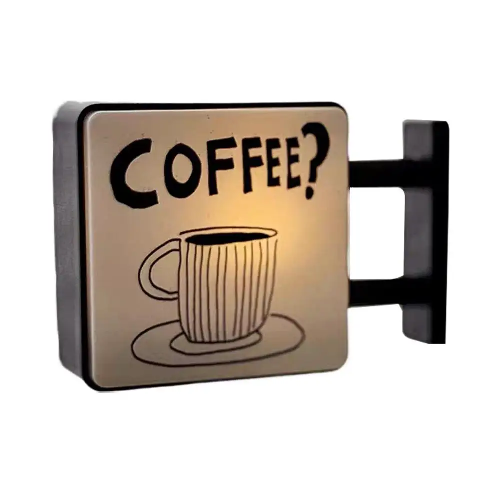 Niedlicher Katzen-Kaffee-Licht-Kühlschrankmagnet, Mini-Retro-Kaffeeschild, Magnetische Stimmungslampe, Heim-Café-Büro-Deko-Accessoires – Detail 18