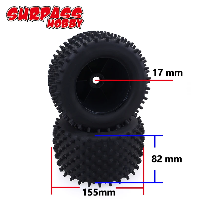 SURPASS HOBBY 2PCS 1/8 Monster Truck Tires Wheels 155MM Tyre Wheel Off-Road for RC Car Redcat HSP Kyosho Hobao Hongnor Team