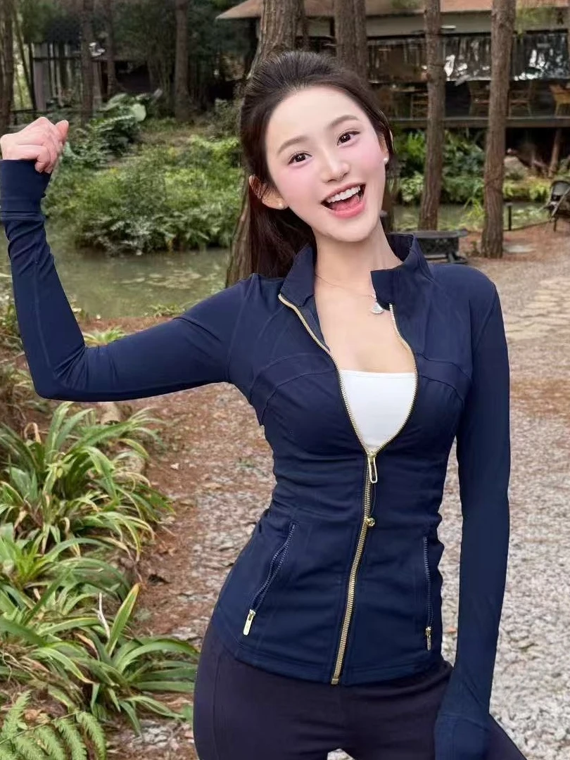 

Женская спортивная куртка для йоги с молнией, облегающая, с защитой от солнца, верхняя одежда с длинными рукавами, нейлоновая спортивная одежда