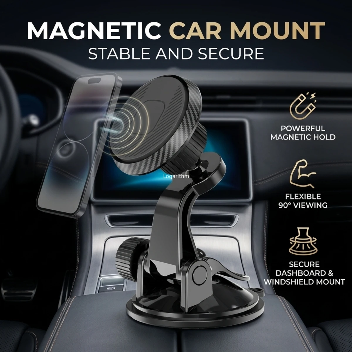 

Universal Magnetic Car Phone Holder Mount Suction Cup Magnet Mobile Cellphone Support Stand for Android/ iPhone 13 14 15 Pro Max