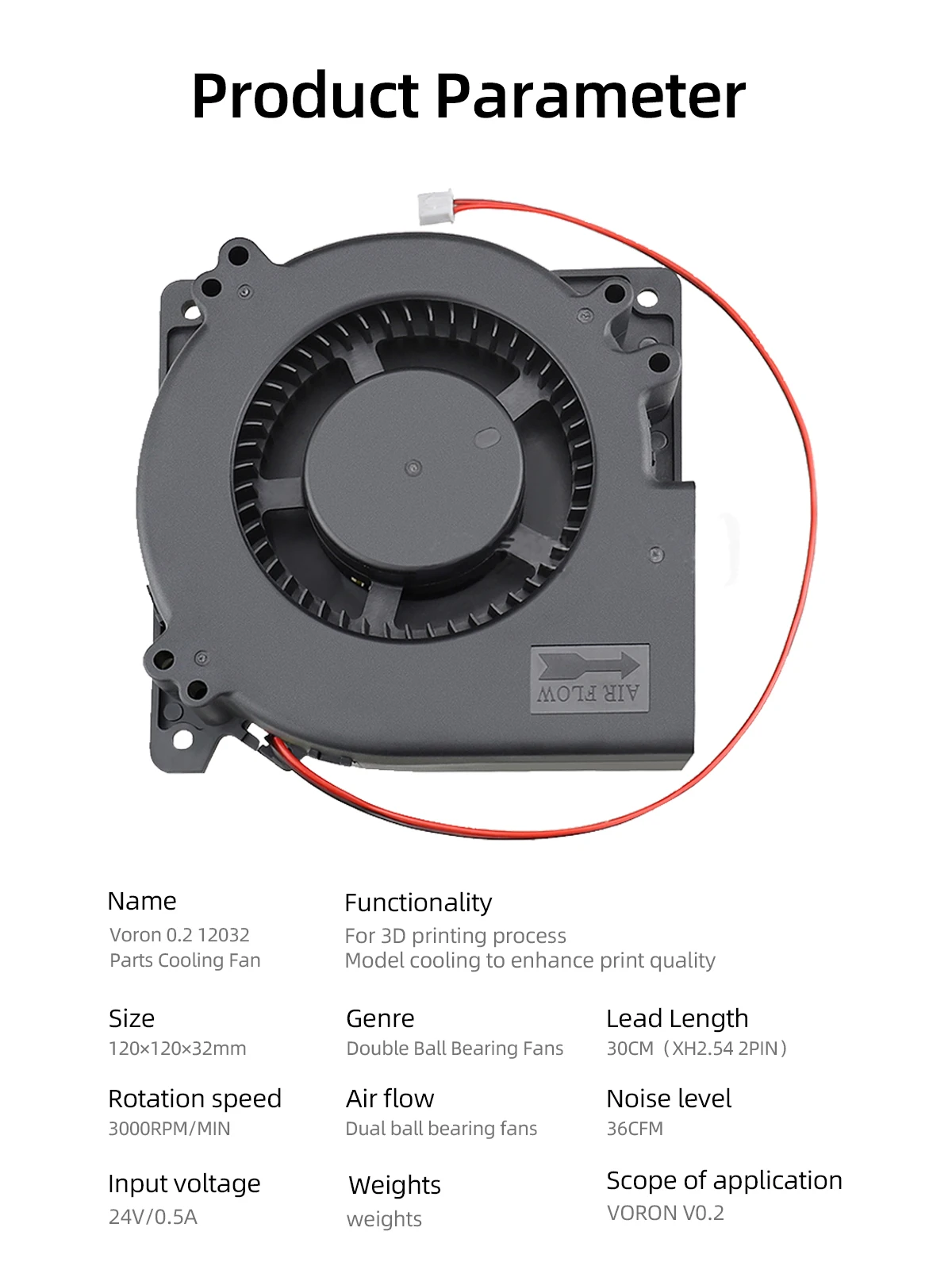 Voron v0 Serie 24v 12032 Modell Hilfs kühl gebläse einheit hoher Luftstrom niedriger großer Vibrations gebläse 2800 U/min Seitenblas einheit