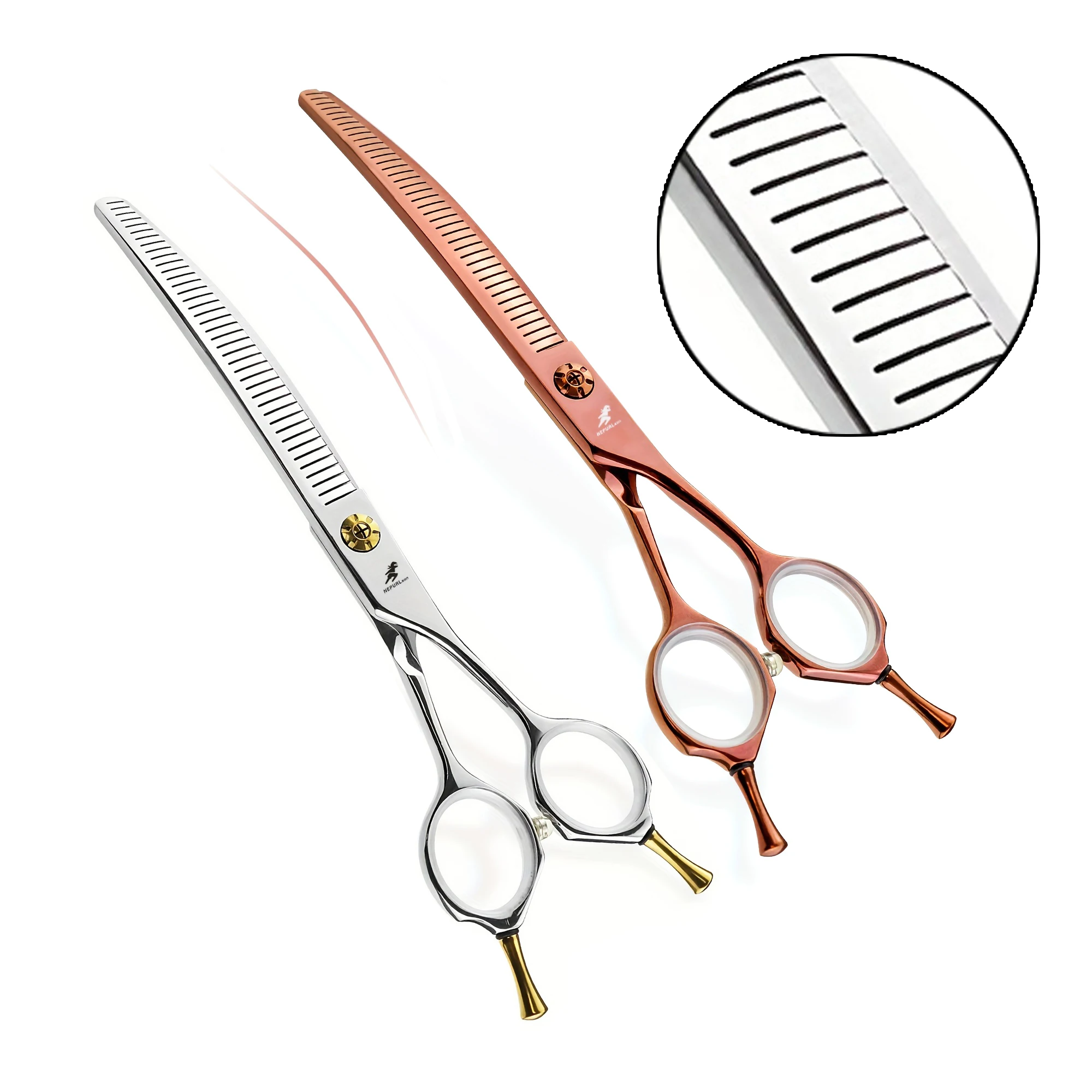 

Dog Grooming Scissors Professional Japan 440C Pet Hairdressing Scissors 1Pcs Curved Thinning Scissors for Groomer Chunker Shears