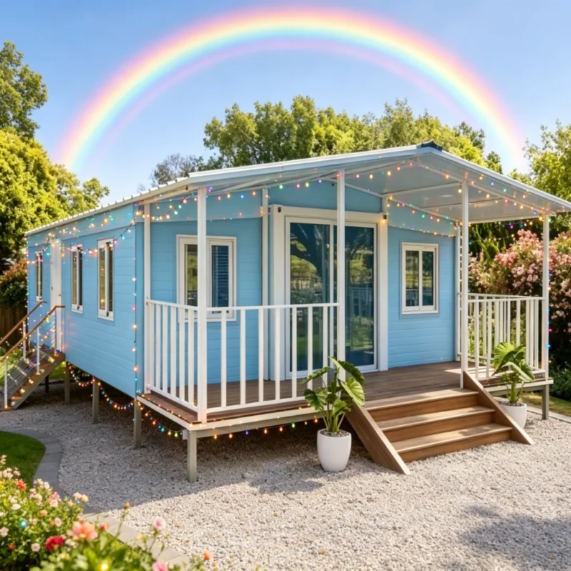 Mobile 40ft Expandable Container House 2 Bedrooms Folding Tiny House Prefabricated Container Homes Fast School Supermarket Mall