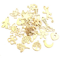 10pcs/lot  316 Stainless Steel Gold Plated Tree Moon Butterfly Small Charms Pendant For Necklace DIY Jewelry Making