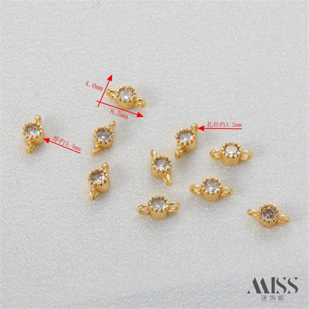 

14K Gold Inlaid 3A Color Zircon Double Ring Pendant DIY Double Hanging Pendant Bracelet Earrings Jewelry Accessories