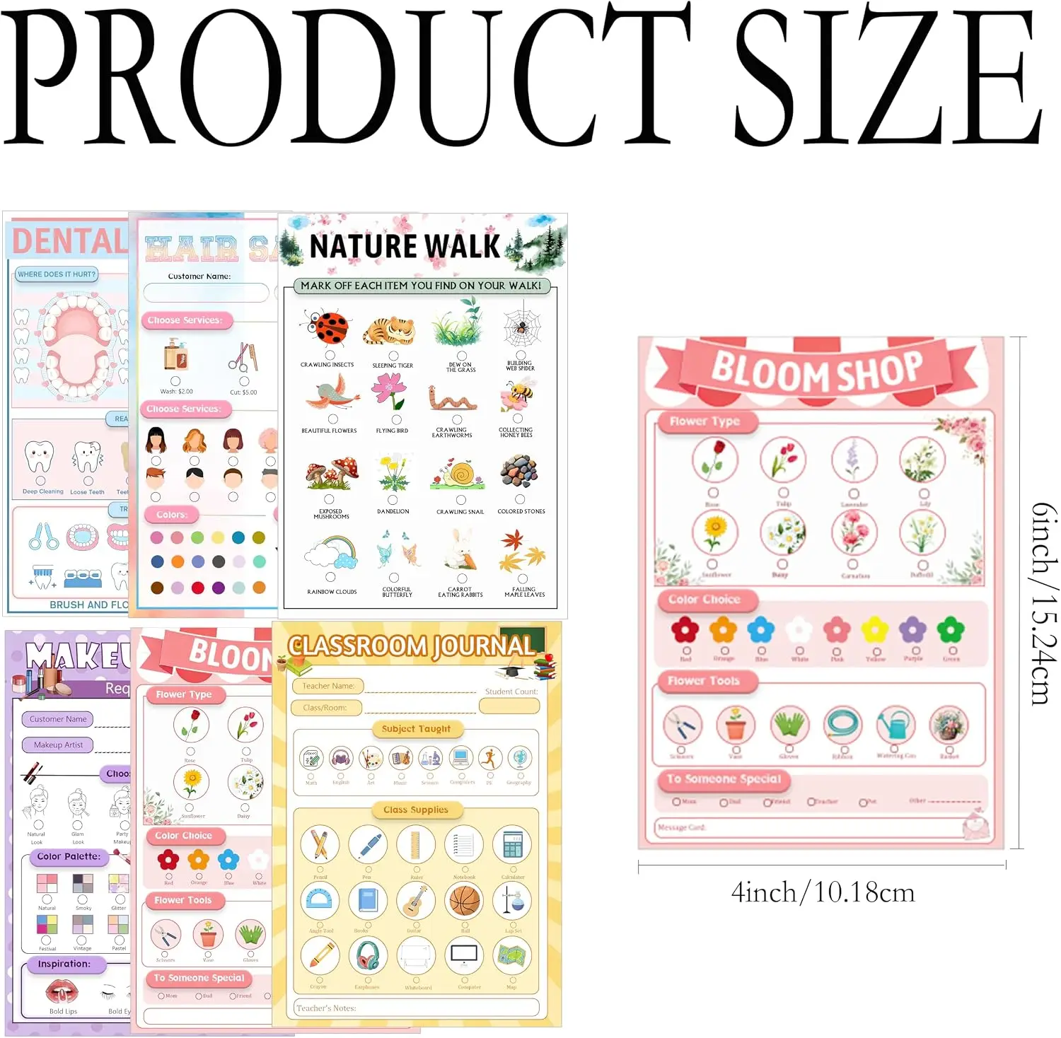 6 Pack Pretend Play Notepads - Multi-Pack Playtime Pads with Professional Role Play Themes - Educational Imaginative Activity view 2