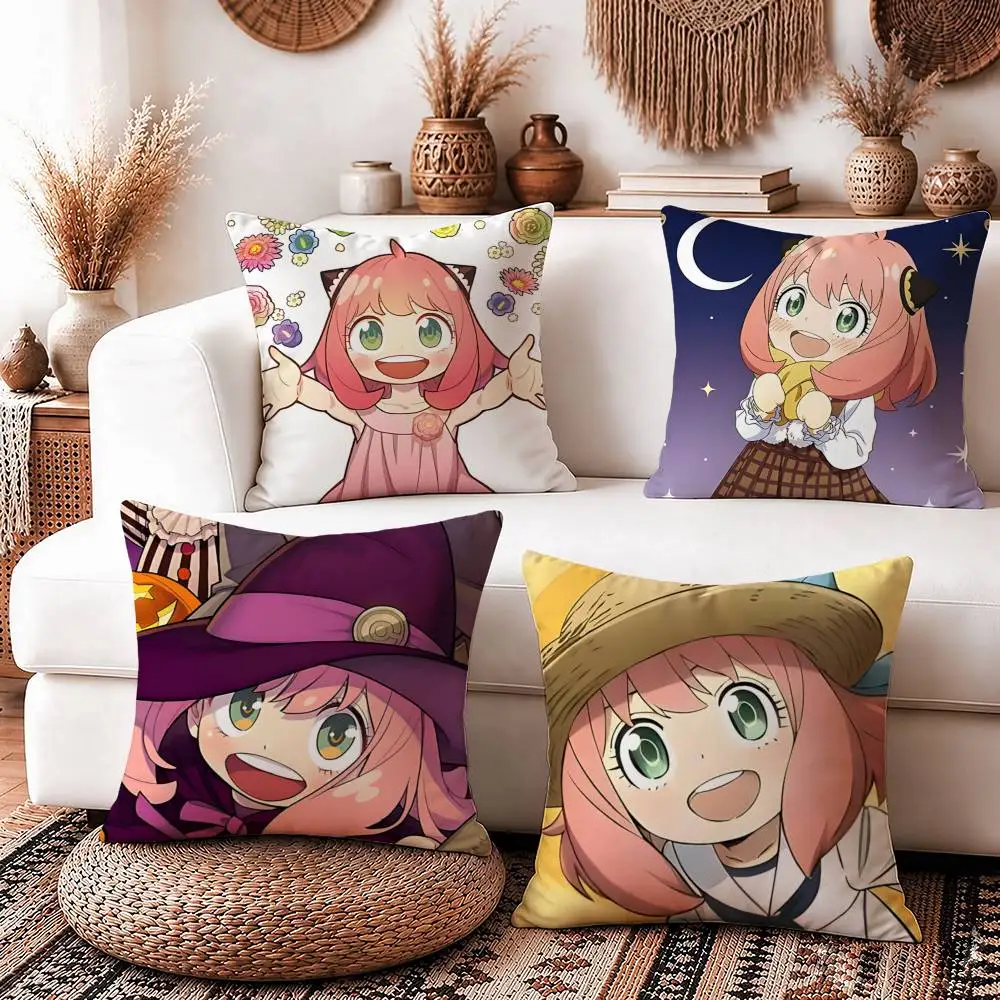 Lovely Anime SPY A-Anya Forger Square Sofa Pillow Cover Solid Color Living Room Home Decor Cushion Case