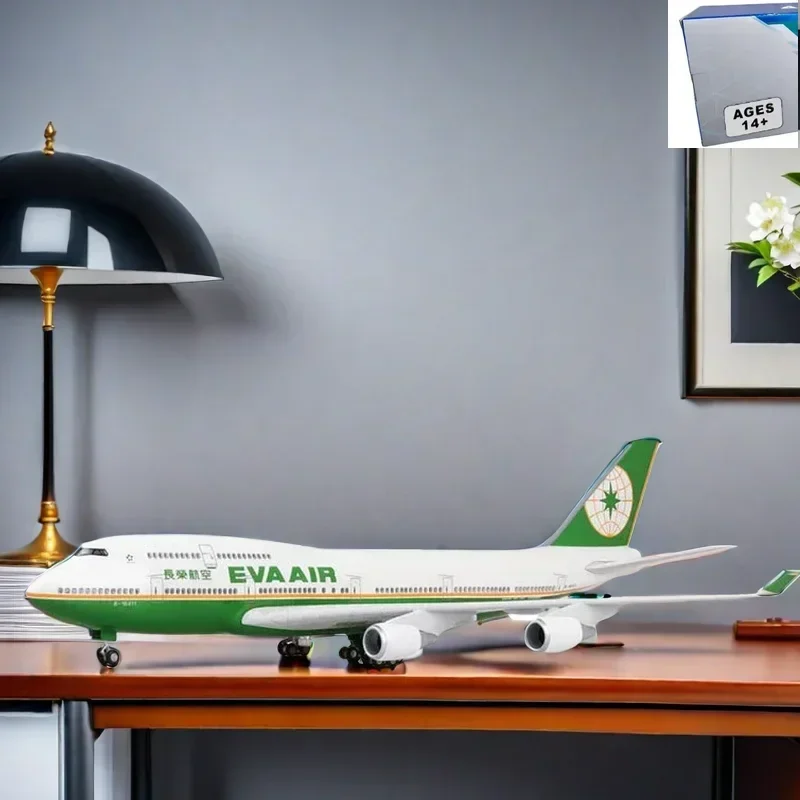 

1/150 Scale 47CM Airplane B747 Aircraft Taiwan EVA AIR Airline Model W Light and Wheel Landing gears Diecast Plastic Resin Plane
