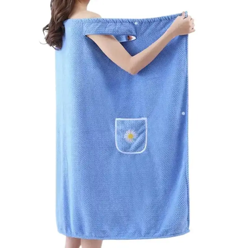 

Spa Wrap Towel For Women Wearable Absorbent Bath Body Wrap Quick Dry Coral Fleece Bathrobe With Pocket For Home Spa Travel