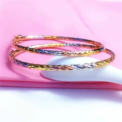 585 Purple Gold Plated 14K Rose Gold Shiny Tricolor Bracelet For Women Fashion Exquisite Light Luxury Engagement Jewelry