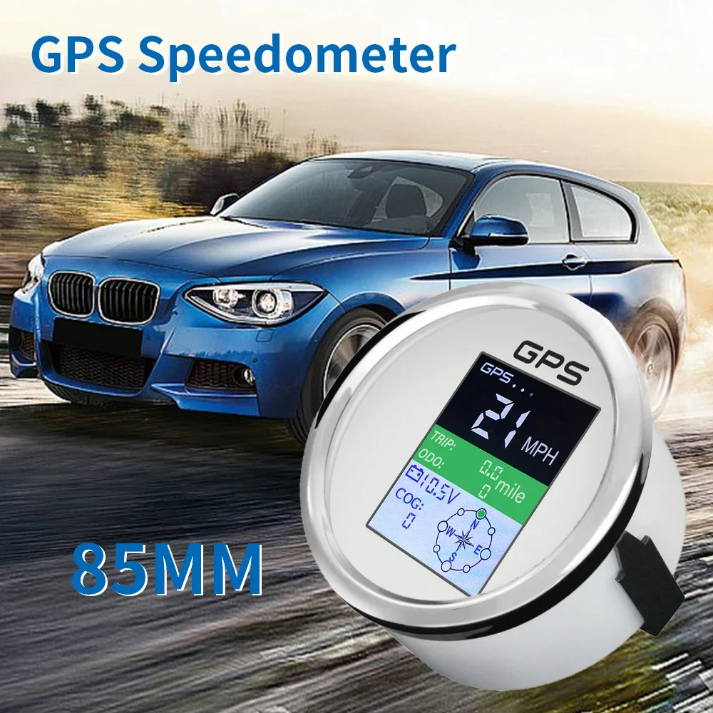 

ELING Digital 85mm GPS Speedometer Km/h MPH Knots Total Mileage Adjustable Trip COG with GPS Antenna Voltage 9-32V for Car Boat