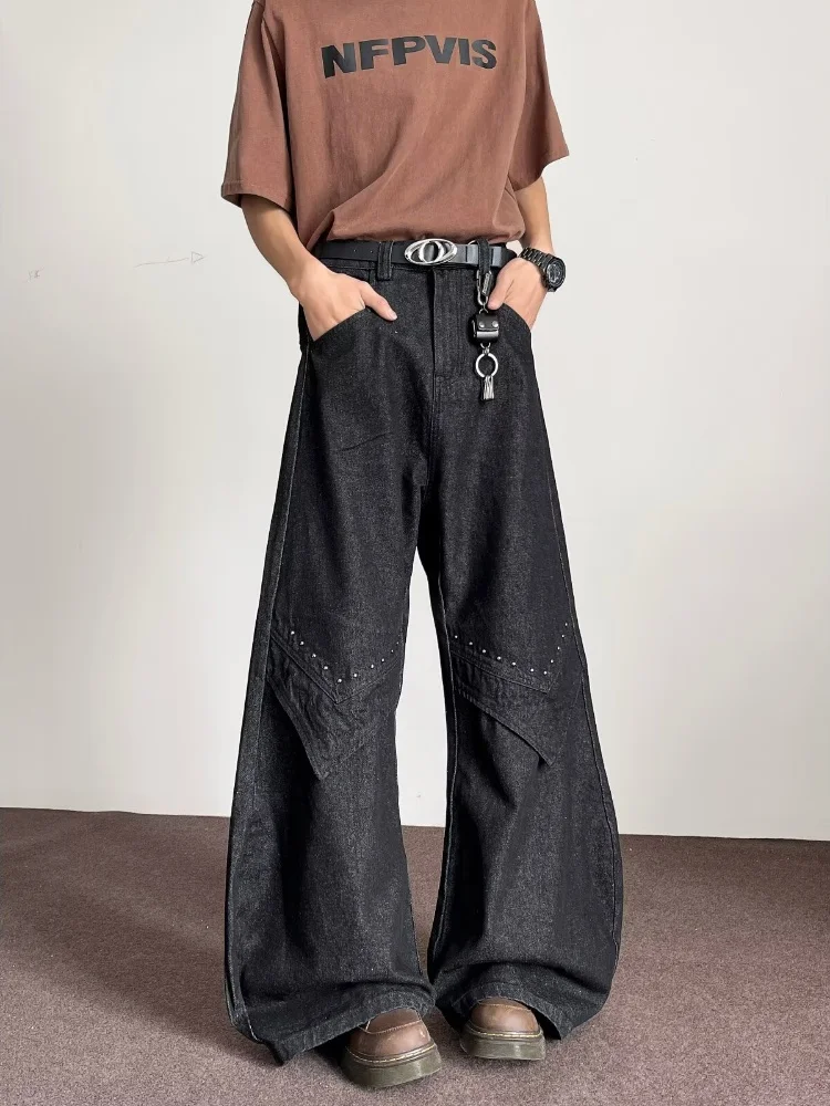 2025, japanische Y2K-Mode, gewaschen, schwarz, Baggy, gestapelte Jeans, Hosen für Herren, Kleidung, weites Bein, Gothic, lange Hosen, Pantalones Hombre – Detail 7