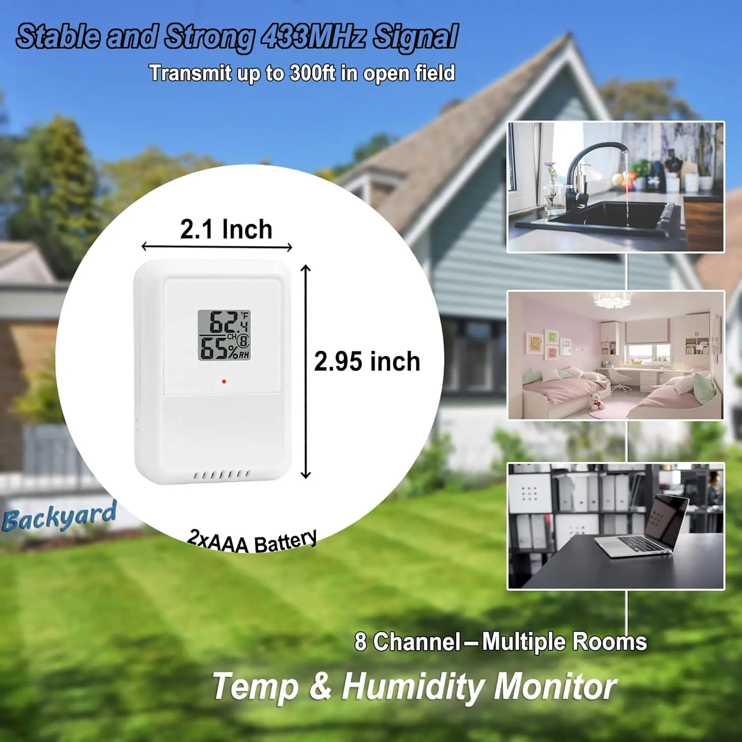 Wireless Weather Station Clock, Home Indoor Weather Monitor with Barometer, Outdoor Temperature and Humidity Gauge