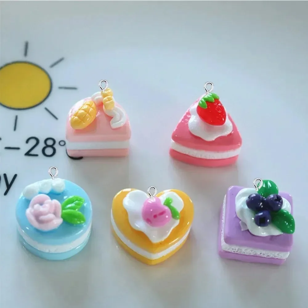 10Pcs Sweet Dessert Flatback Charms, Mini 3D Fruit Cake Pendants for DIY Hairpin Earrings Bracelets Handmade Jewelry Accessories