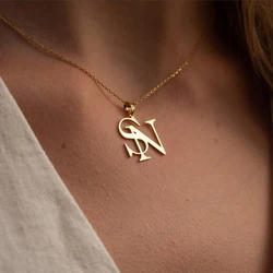 Double Initial Necklace Customized Double Letter Necklace Double Letter Couple Necklace as a Gift for Her