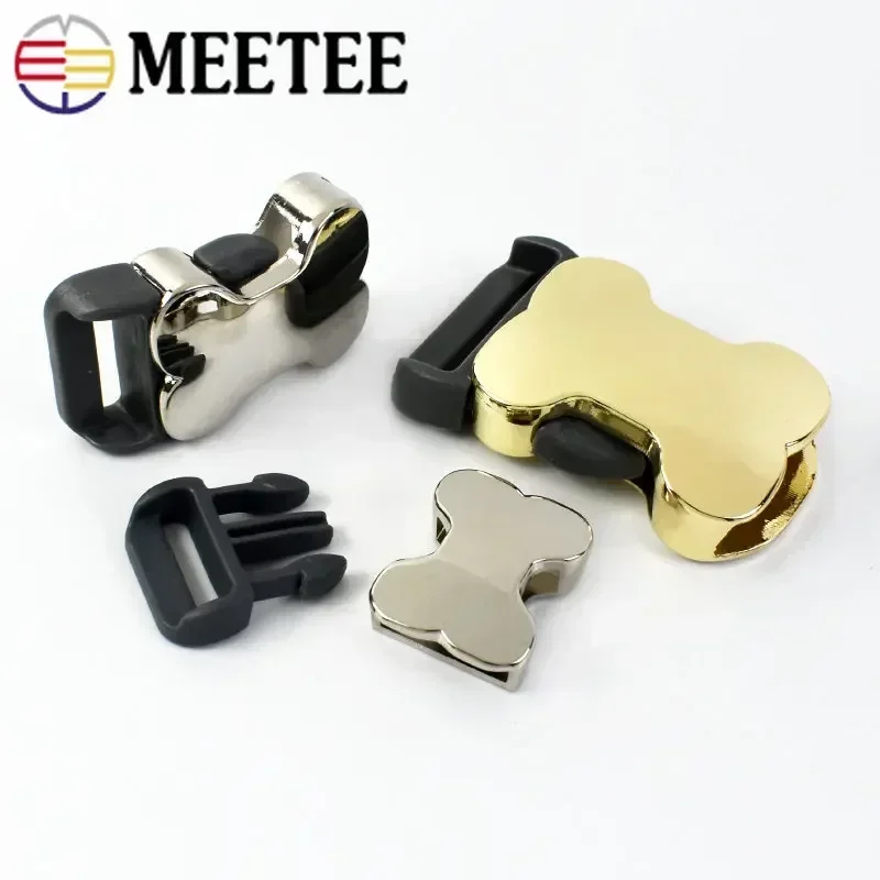 2/4/10Pcs 10-25mm Metal Side Release Buckles Cute Bone Pet Dog Collar Insert Buckle Backpack Adjust Clasp DIY Luggage Accessory