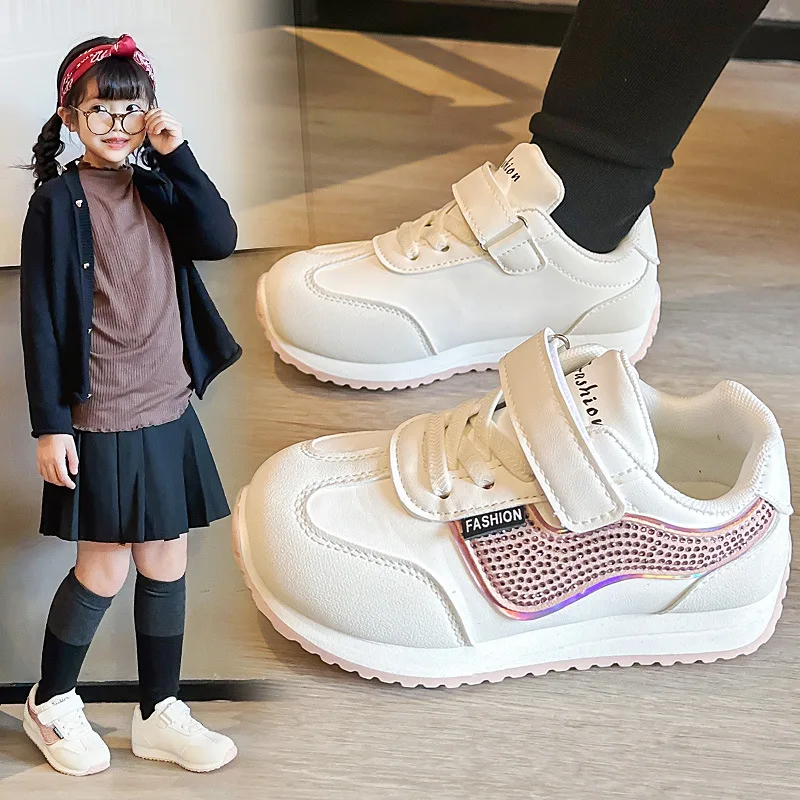 Fashion Child Casual Boardshoe Spring2026simple Child Soft Soled Shoe Retro Girl Anti Slip Sports Versatile Walking Shoe Student