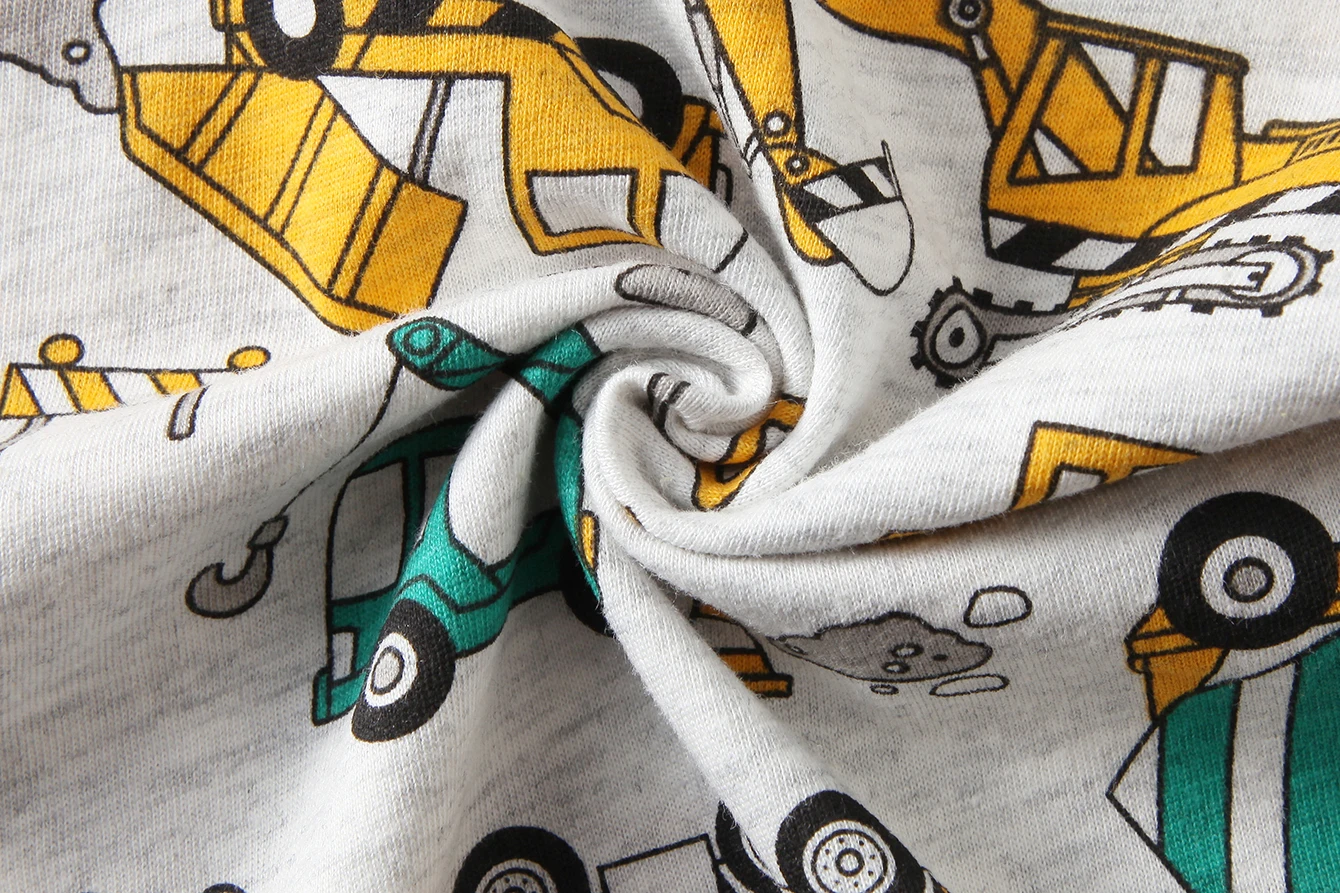 Sommer Neuer Stil Jungen 1-8 Jahre Alt Reine Baumwolle Pyjama Cartoon Baufahrzeug Dünner Kurzarm-Shorts Kinder Hauskleidung Set – Detail 9