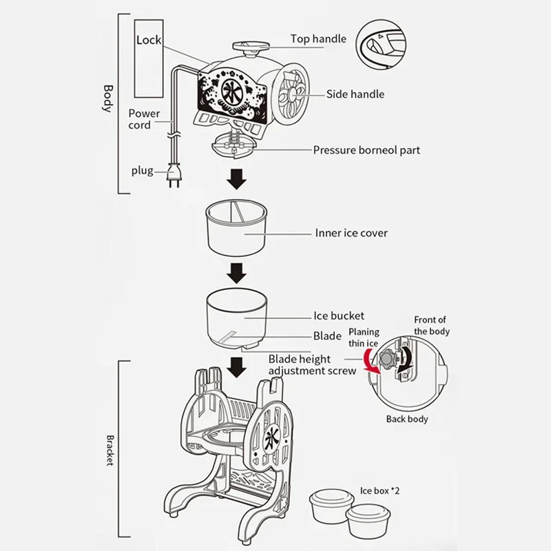 Маленькая дробилка для льда, электрическая многофункциональная портативная снежная ледяная молочный коктейль, бритая машина для льда, коммерческий магазин напитков, профессиональный 220 В