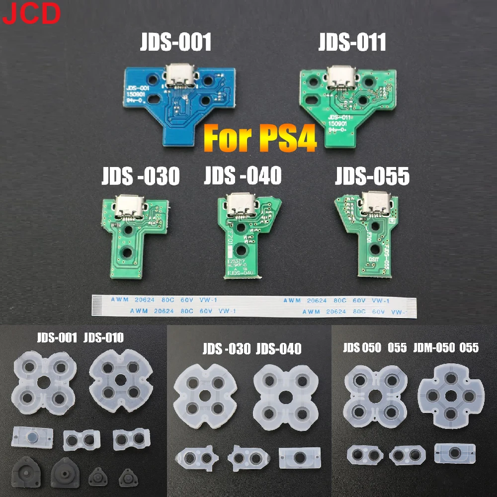 

JCD 1pcs For PS4 Slim Pro Game Controller USB Charging Port Socket Circuit Board 12Pin JDS 011 030 040 055 14Pin 001 Connector