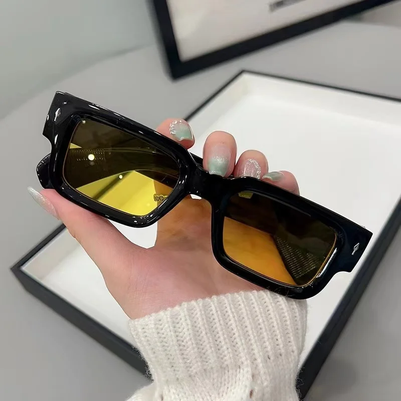 CY5539 Brand Designer Square Sunglasses Women Men Ocean Color Shades Sun Glasses Female Fashion Rectangle Rivet Oculos De Sol image 2