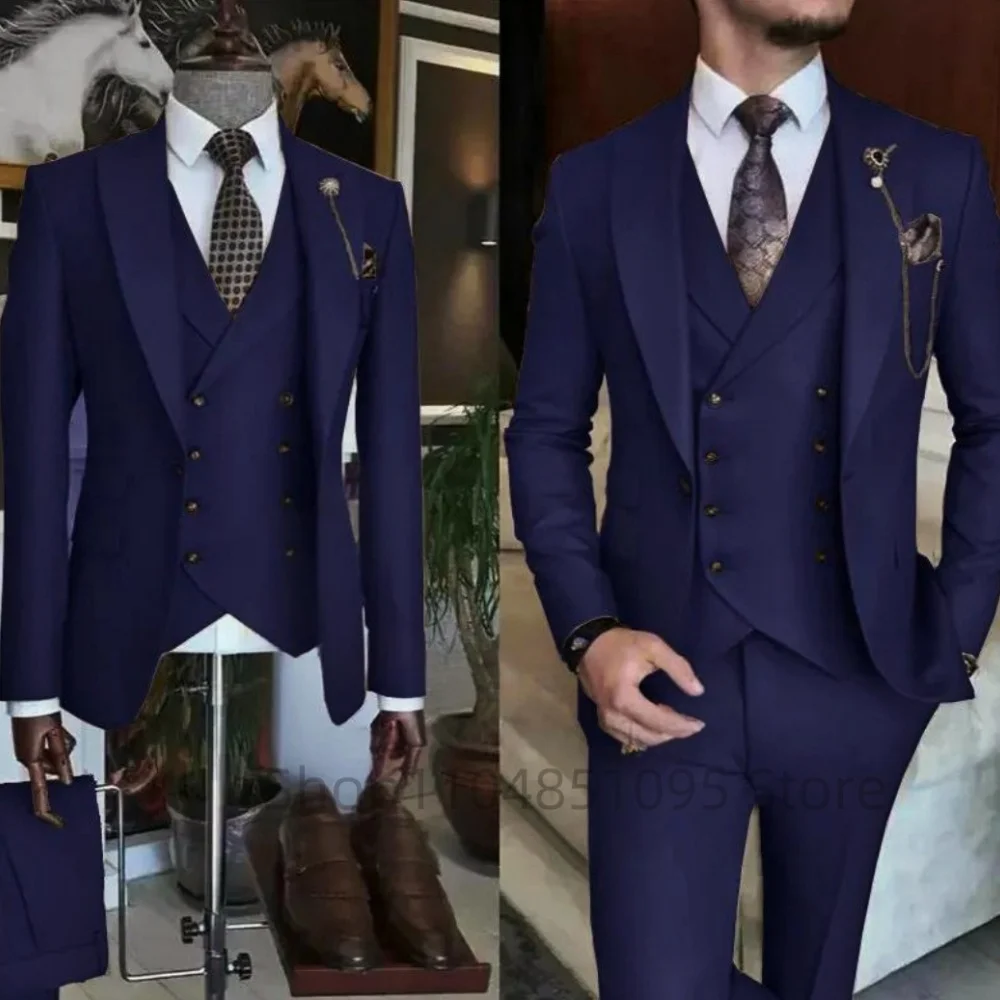 

Terno completo de noivo para homens, blazer formal, colete, calças, casamento, slim fit, 3 peças, conjunto clássico, elegante, r