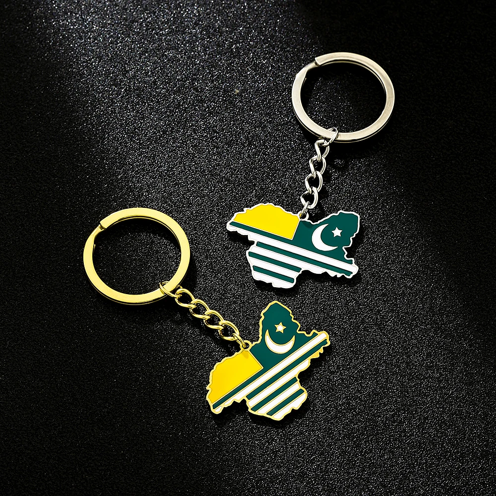 

Fashion Jammu and Kashmir Map Flag Key Chain Stainless Steel Men Women Maps Keyring Jewelry Gift