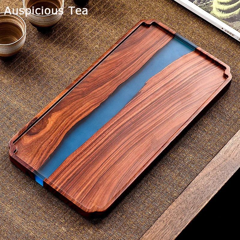 

Small Leaf Red Sandalwood Tea Plate High-grade Epoxy Resin Tea Table Home Office Kungfu Teaset Dry Bubble Plate Accessories Gift