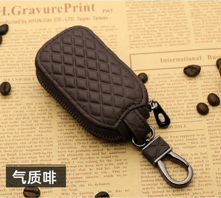 

Fashionable Leather Key Case for Car with Diamond Grid Pattern，Universal Fit for Both Men and Women