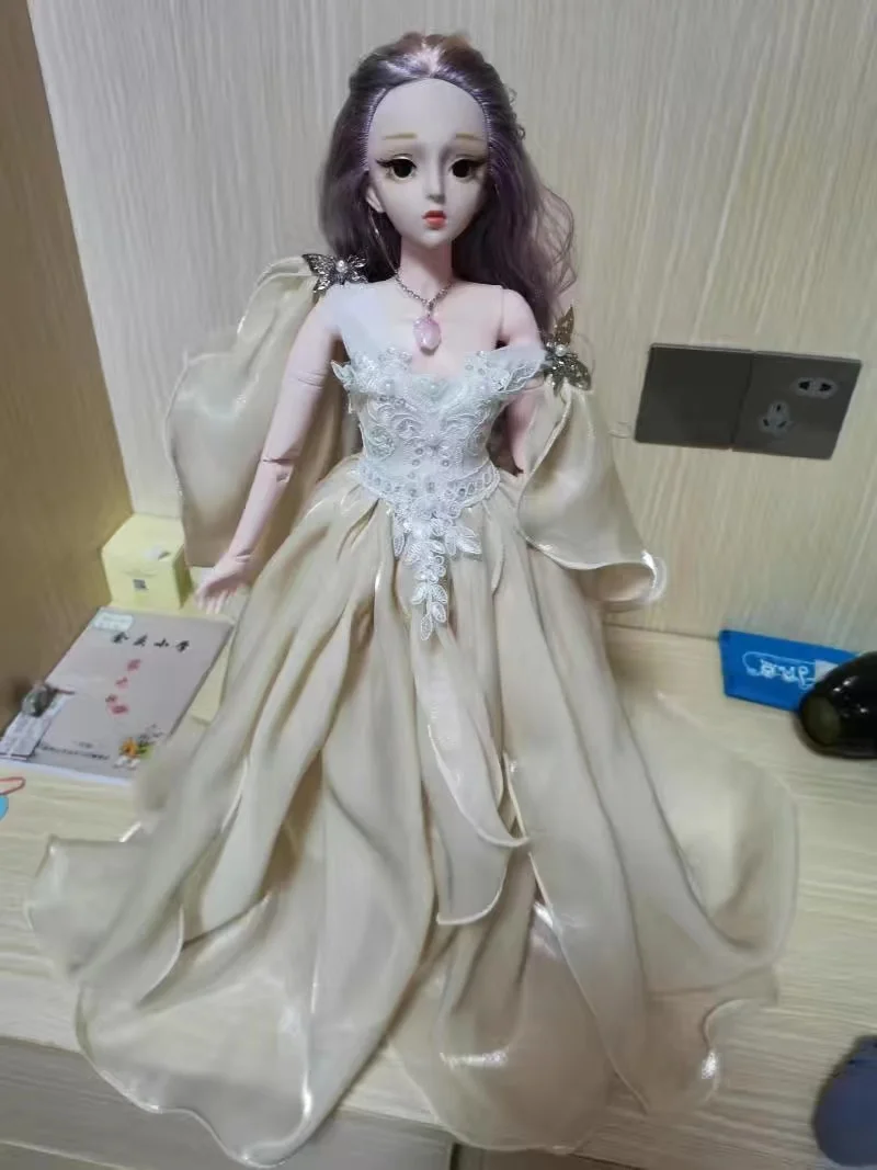 

60cm white skin solid doll, beautiful wedding dress, birthday gift for children