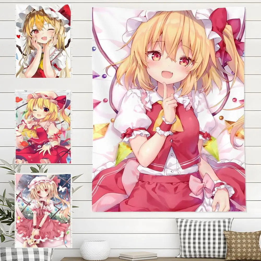 Flandre Scarlet T-Touhou Project Wandteppich für drinnen und draußen, Wohnzimmer, Schlafzimmer, Terrasse, langlebig, vielseitig einsetzbar, für den Einsatz bei jedem Wetter